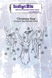 Christmas Stag A6 Red Rubber Stamp by Kay Halliwell-Sutton